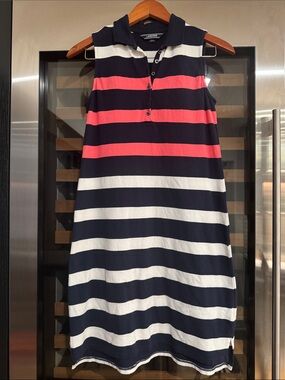 Lands’ End Striped Sleeveless Polo Midi Dress XXS Petite